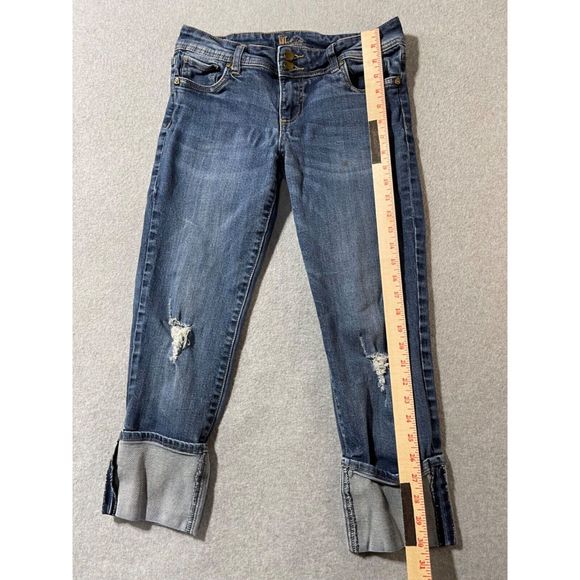 Kut Jeans Womens 6 Blue Dark Wash Regular Capri Distressed Ankle Casual Solid - Picture 6 of 16